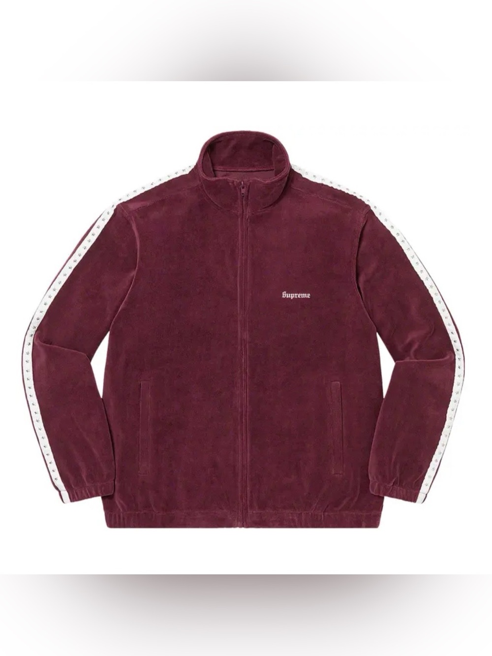 Supreme FW22 Star Studded Velour Track Jacket Burgundy Large